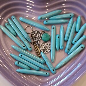 Turquoise Bead and Charm Set For Jewelry Making